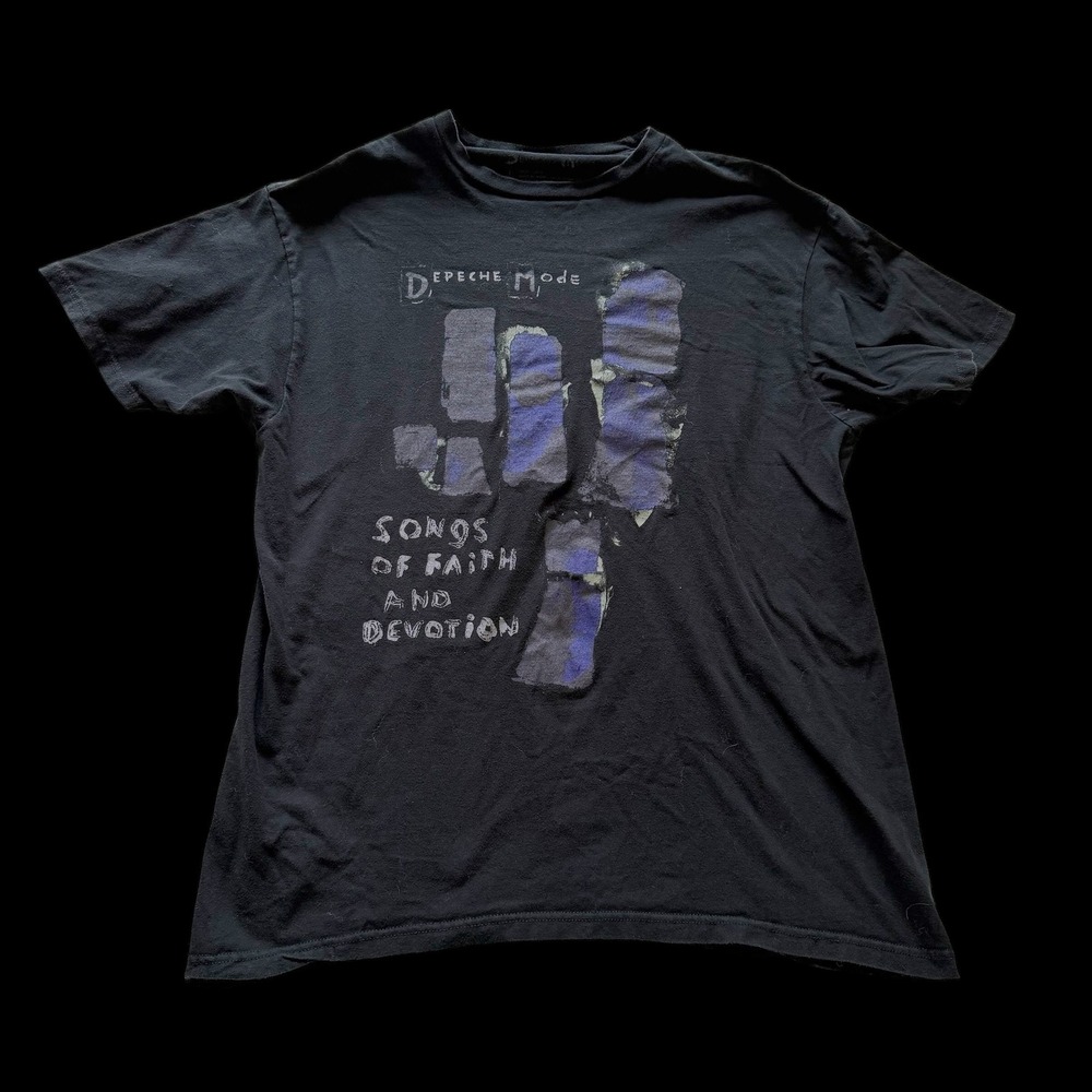 Depeche Mode Songs of Faith and Devotion T-Shirt Reprint Large Black Cotton